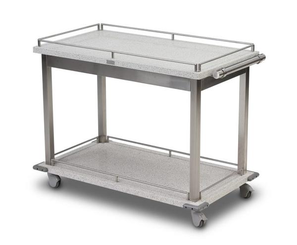Room service cart with retaining rails