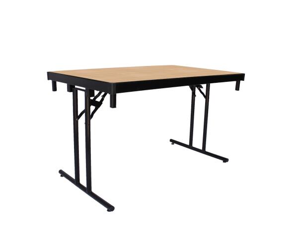 Table pliante Alu-Lite - Pieds en T, structure noire, plateau en hêtre