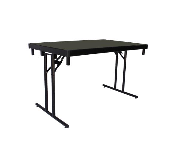 Table pliante Alu-Lite - Pieds en T, cadre noir, plateau noir