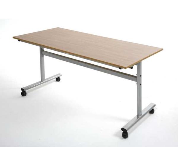 Flip top conference table with wheels