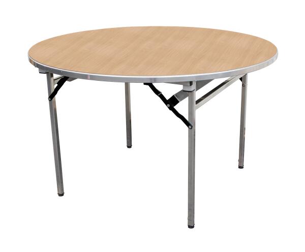 Alu-Lite Round Folding Table - Beech top, Natural frame