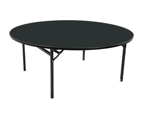 Mesa plegable redonda Alu-Lite - Tapa negra, estructura negra