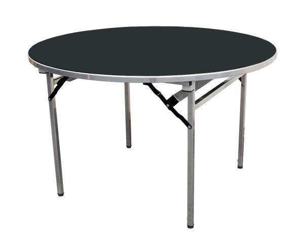 Round Banquet Table - Black Top, Natural Frame