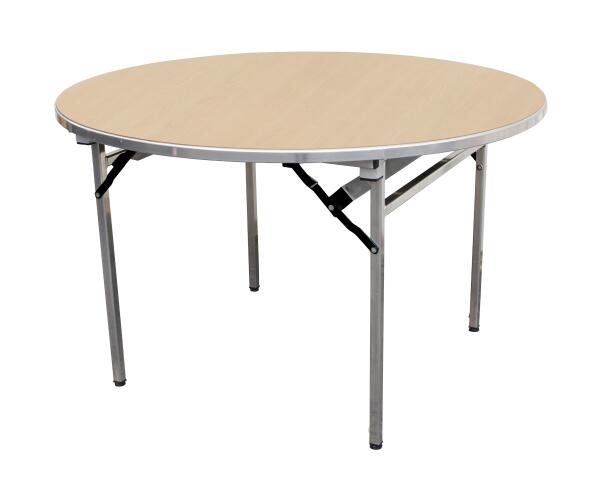 Table pliante ronde Alu-Lite - Dessus érable, structure naturel