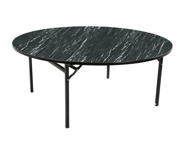 Alu-Lite Round Folding Table - Marble top, Black frame