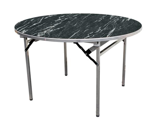 Alu-Lite Round Folding Table - Marble top, Natural frame