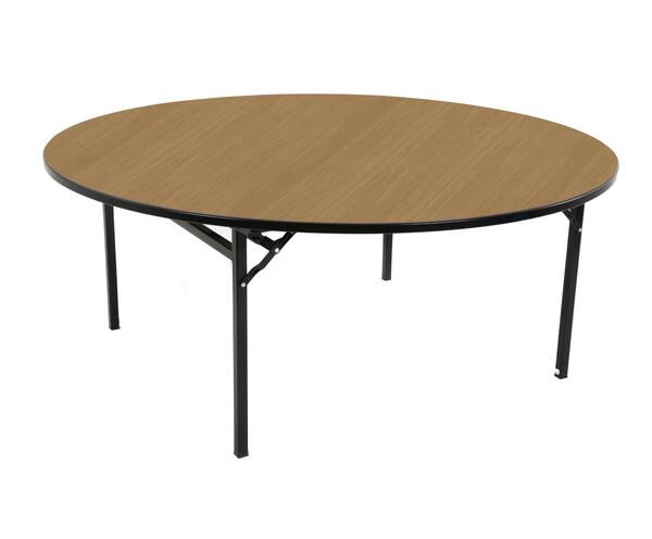 Round Banquet Table - Oak Top, Black Frame