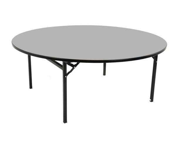Mesa plegable redonda Alu-Lite - Tapa gris Sheffield, estructura negra