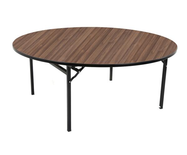 Round Banquet Table - Walnut Top, Black Frame