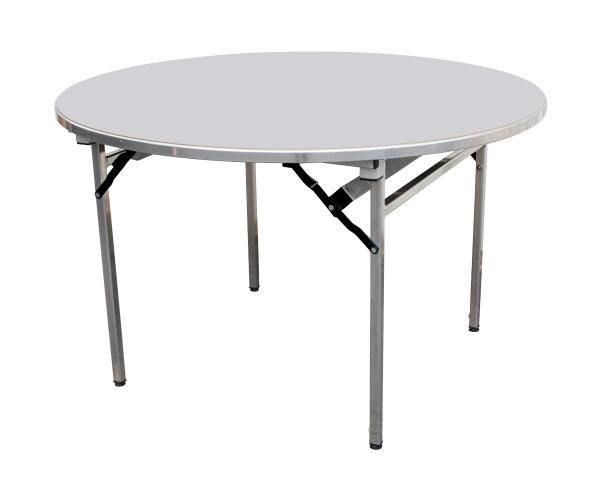 Alu-Lite Round Folding Table - White top, Natural frame