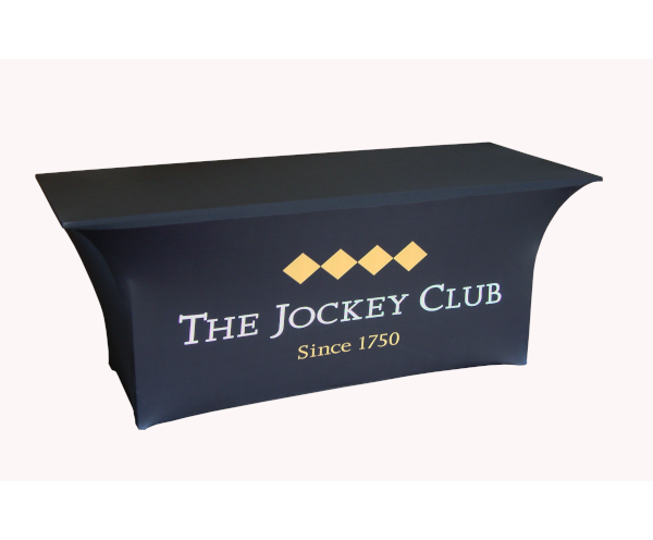 Custom printed stretch table cover with logo